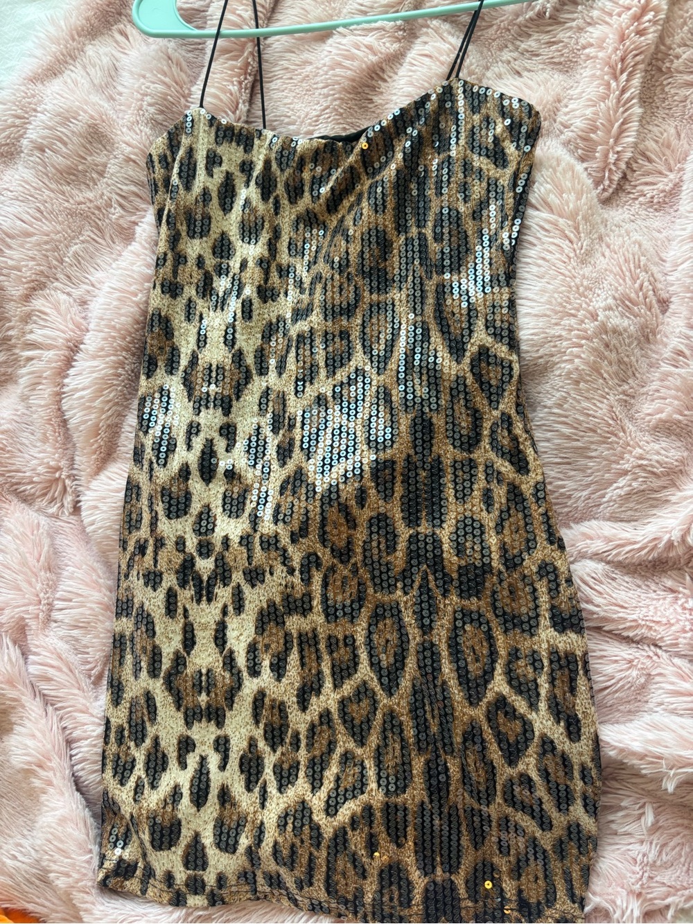 Leopard Sequin Mini Skirt - Brown